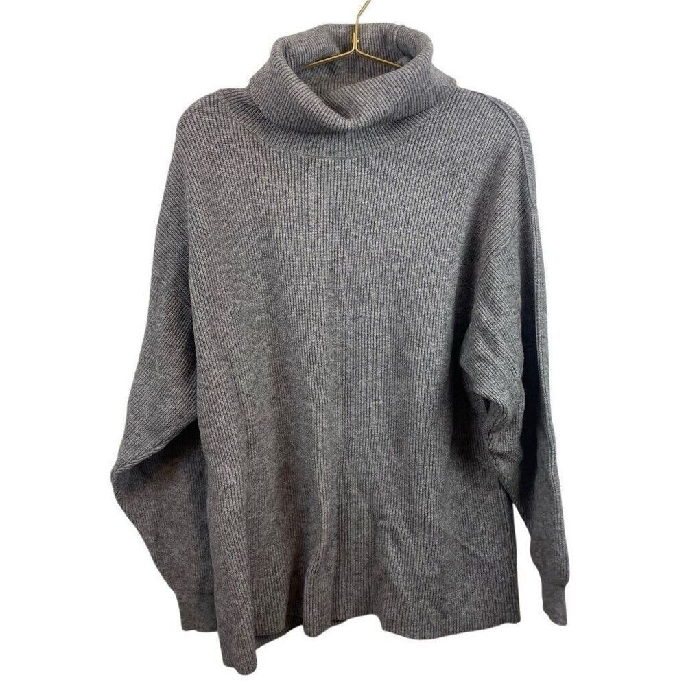 Free People Gray Oversized Gray Sweater Turtleneck Size S